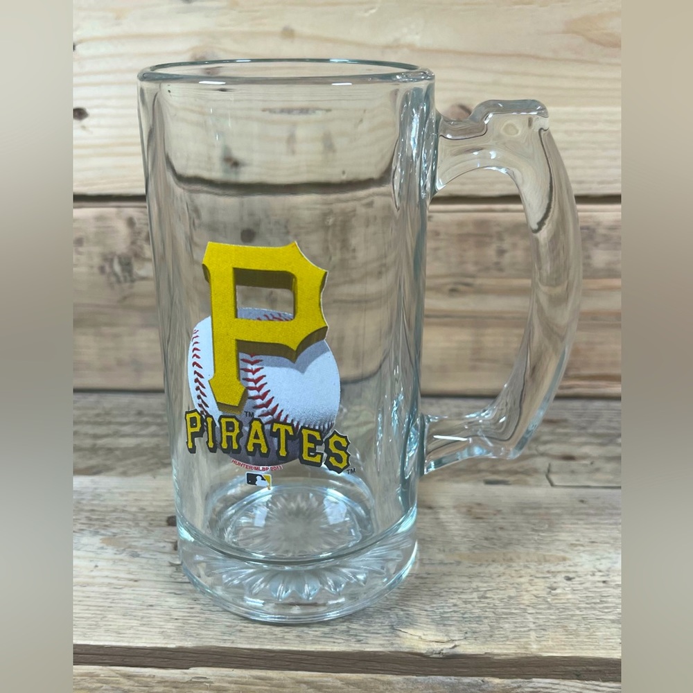 MLB Pittsburgh Pirates Mug 12 oz Thumbprint Beer 5.5” Glass Stein Baseball Cup